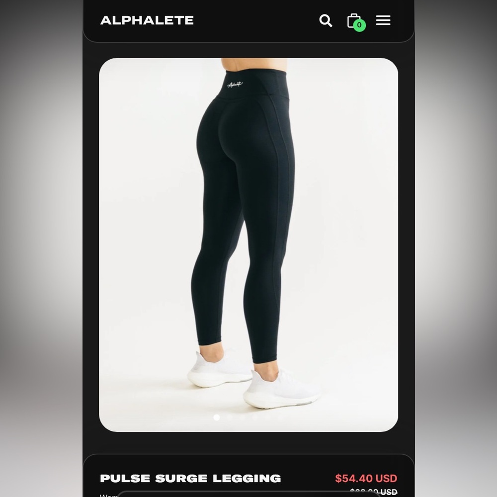 Alphalete Pulse Leggings - Black, Size S